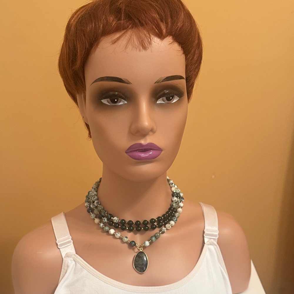 Beaded Statement Necklace with Pendant